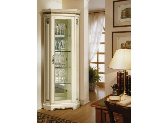 Шкаф-витрина для гостиной «Милана 10» П265.10 (слоновая кость с золочением)