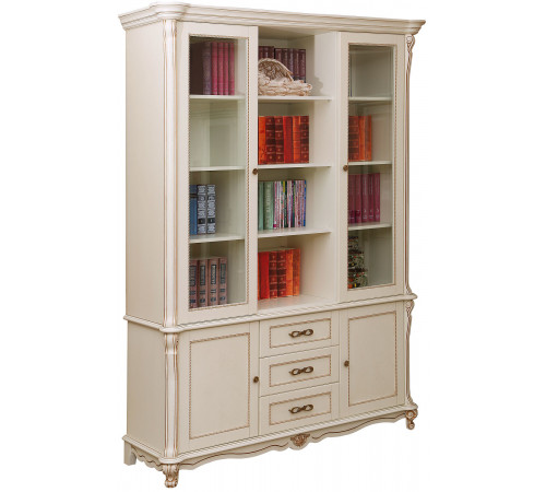 Шкаф комбинированный "Алези" П 395.03 (слоновая кость с золочением)