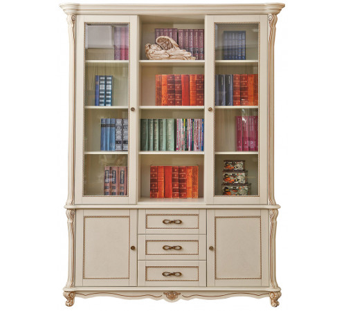 Шкаф комбинированный "Алези" П 395.03 (слоновая кость с золочением)