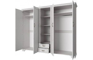 Пятистворчатый шкаф для одежды с зеркалом Тиффани 5DG2S Z крем вудлайн