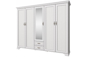 Пятистворчатый шкаф для одежды с зеркалом Тиффани 5DG2S Z крем вудлайн