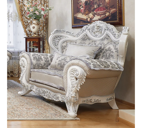 Кресло Лорд (белый,серебро)