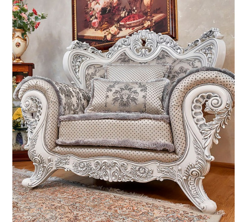 Кресло Лорд (белый,серебро)