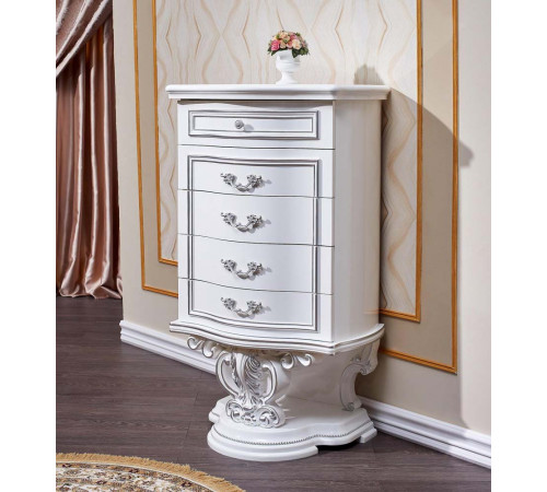 Комод в спальню Марелла (белый с серебром)