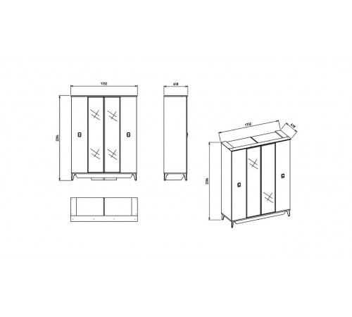 Шкаф 4-х дверный Алвис (ALVIS) ALVIS-20