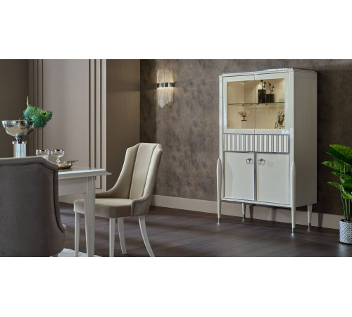 Двухдверная витрина для посуды Gravita (Гравита) GRAV-13 слоновая кость