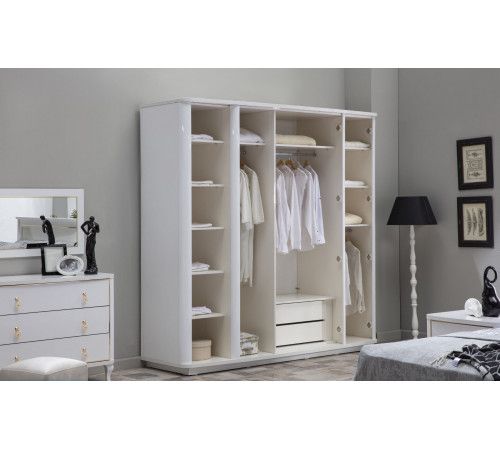 Пятистворчатый шкаф Легенда белый LEGN-33