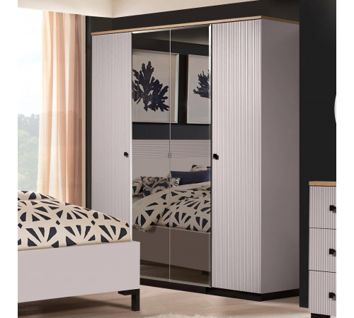 Четырехстворчатый шкаф для одежды Мадрид (Кашемир эмаль)