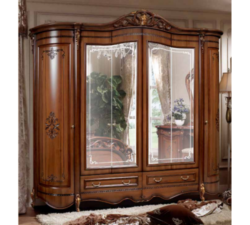 Шестистворчатый шкаф для одежды Аллегро (орех)