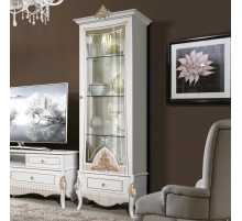 Витрина однодверная в гостиную Стелла (белый золото)