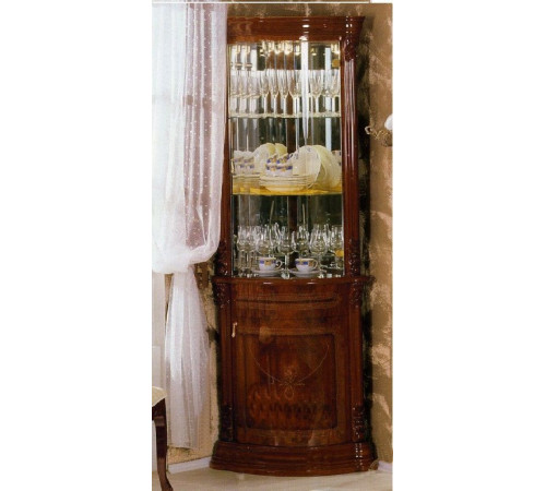 Угловой шкаф-витрина Роза (орех)