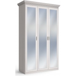 Шкаф 3-х дверный зеркальный Неаполь Ясень анкор светлый (патина "серебро")