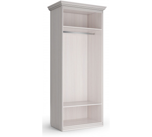 Шкаф 2-х дверный зеркальный Неаполь Ясень анкор светлый (патина "серебро")