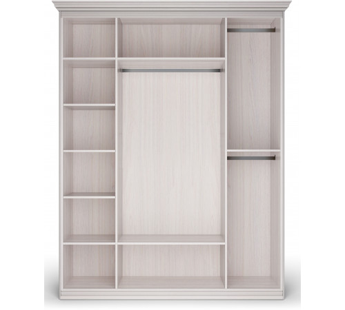 Шкаф 4-х дверный зеркальный Неаполь Ясень анкор светлый (патина "серебро")