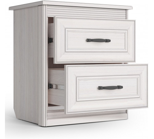 Спальня Неаполь 2 Ясень анкор светлый (патина "серебро") экокожа «polo» белая.