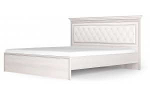 Кровать 1400/1600/1800 с ортопедическим основанием Неаполь Ясень анкор светлый (патина "серебро") экокожа polo белая