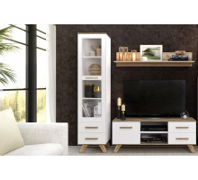 Шкаф-витрина 450 Вега Скандинавия (глянец, белый + дуб каньон)