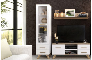 Гостиная Вега Скандинавия 2 (глянец, белый + дуб каньон)