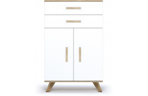 Шкаф низкий Вега Скандинавия (глянец, белый + дуб каньон)