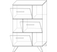 Шкаф низкий с нишами Вега Скандинавия (глянец, белый + дуб каньон)