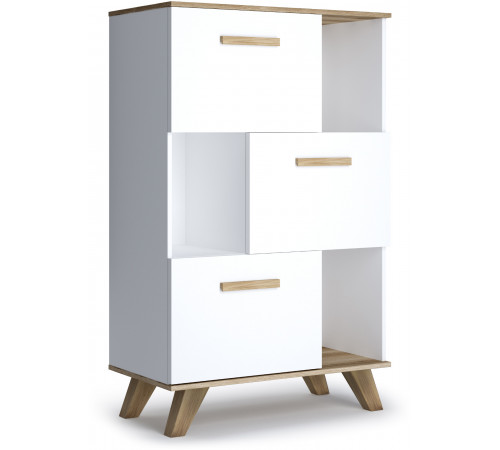 Гостиная Вега Скандинавия (глянец, белый + дуб каньон)