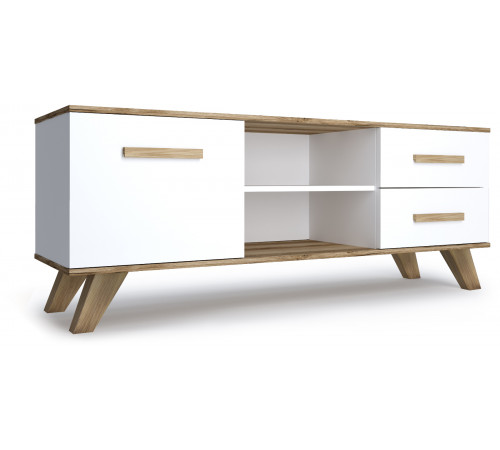 Гостиная Вега Скандинавия 3 (глянец, белый + дуб каньон)