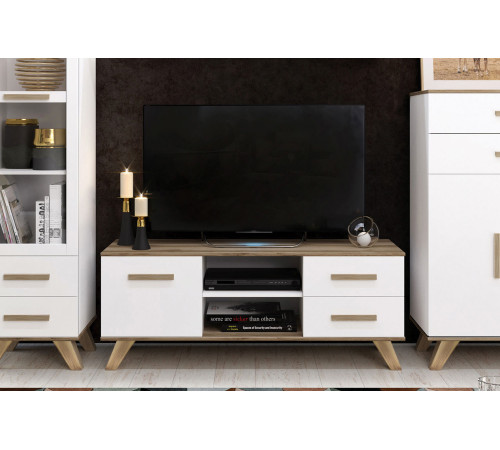 Гостиная Вега Скандинавия 3 (глянец, белый + дуб каньон)