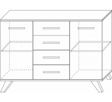 Большой комод  Вега Скандинавия "Комодино" (глянец, белый + дуб каньон)