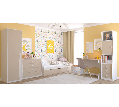 Одностворчатый детский шкаф для одежды со штангой Комби МН-211-15 капучино