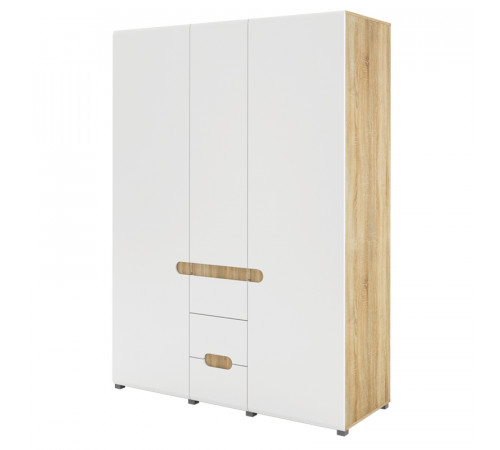 Трехстворчатый шкаф для одежды и белья с зеркалом в спальню Леонардо МН-026-08