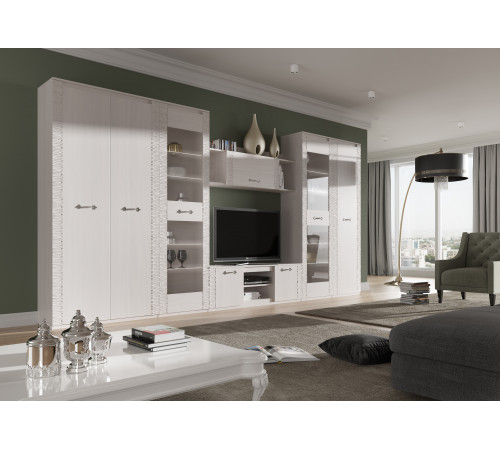 Гостиная Элана от МебельГрад, комплектация 3, цвет Бодега белая