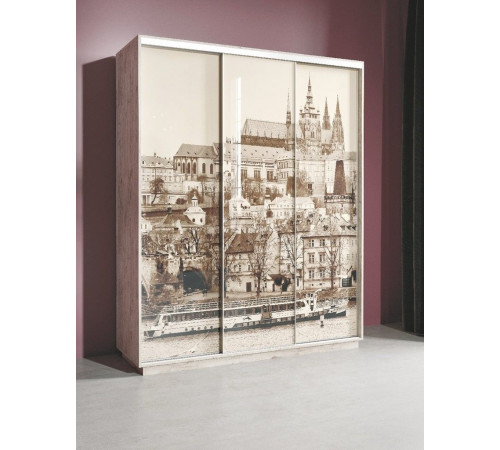 Шкаф-купе для одежды Леон-2 («Прага») широкий