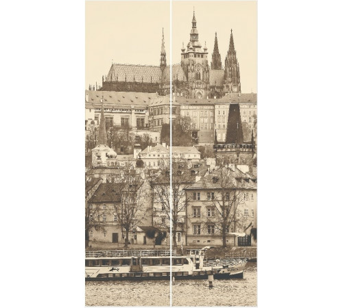 Шкаф-купе для одежды Леон-2 («Прага») узкий