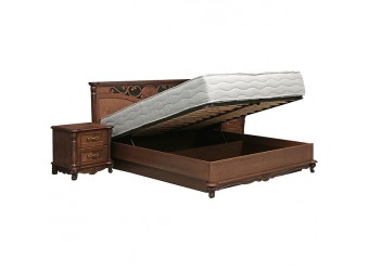 Кровать двойная Алези (античная бронза) с подъемным механизмом, высокое изножье
