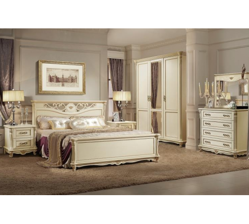 Спальня  «Алези №2» (слоновая кость с золочением)