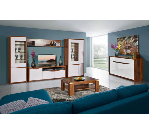 Гостиная «Монако» #2 (дуб саттер/белый глянец)