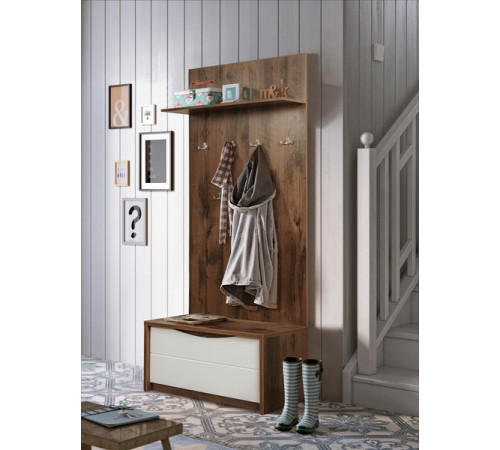 Тумба для обуви «Монако» П542.03 (дуб саттер/белый глянец)