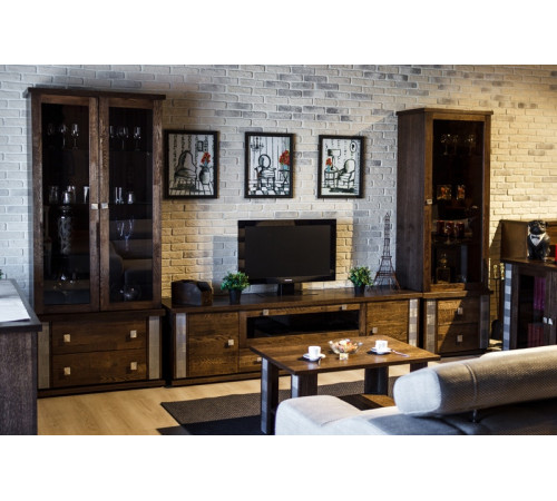 Шкаф с витриной «Тунис» П343.20Ш (венге с серебром)