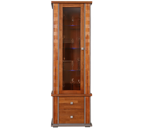Шкаф с витриной «Тунис» П343.19Ш (медовый с золочением)