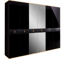 Шестистворчатый шкаф для одежды с зеркалом Rimini Solo РМШ1/6 (s) (черный)