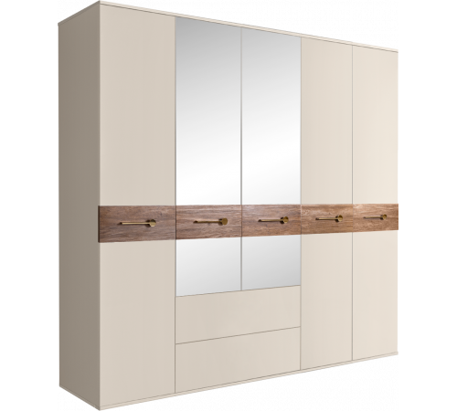 Пятистворчатый шкаф для одежды с зеркалами и ящиками Богемия Вуд (Bogemia Wood) БМШ1/51 (Wo)