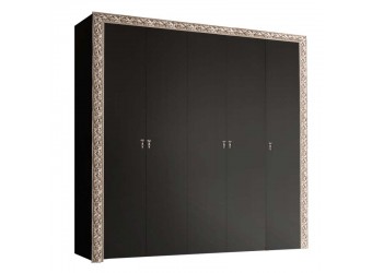 Пятистворчатый шкаф для одежды Тиффани Премиум ТФШ2/5(П) (черный, серебро)