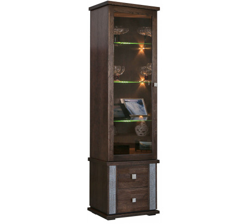 Шкаф с витриной «Тунис» П343.21Ш (венге с серебром)