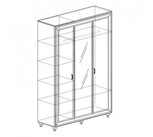 Трехдверный шкаф Афины кремовый белый 361